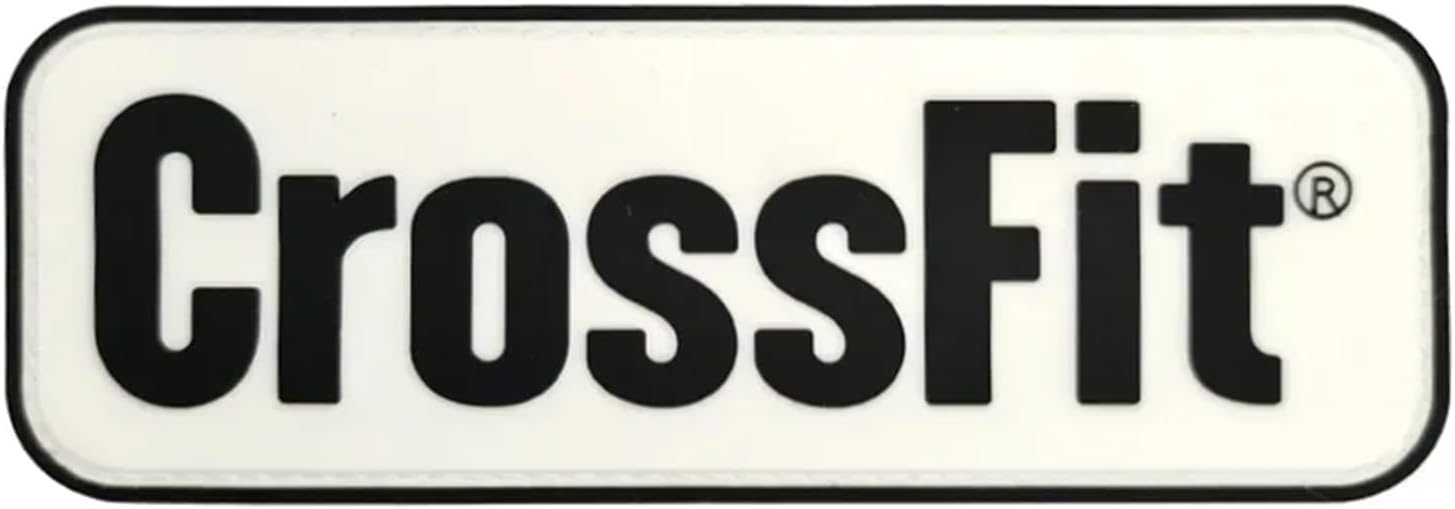 White CrossFit name patch close up