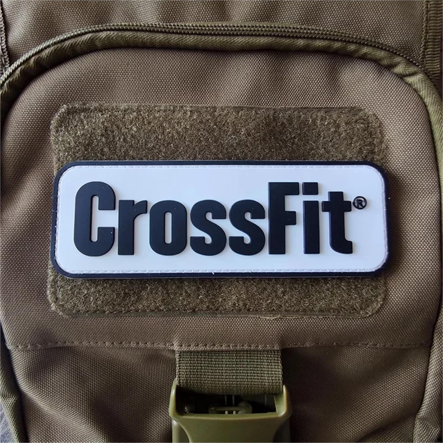 CrossFit patch on backpack velcro panel