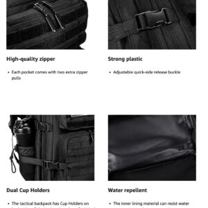 Hyrox backpack heavy duty zippers dual cup holders water repellent fabric