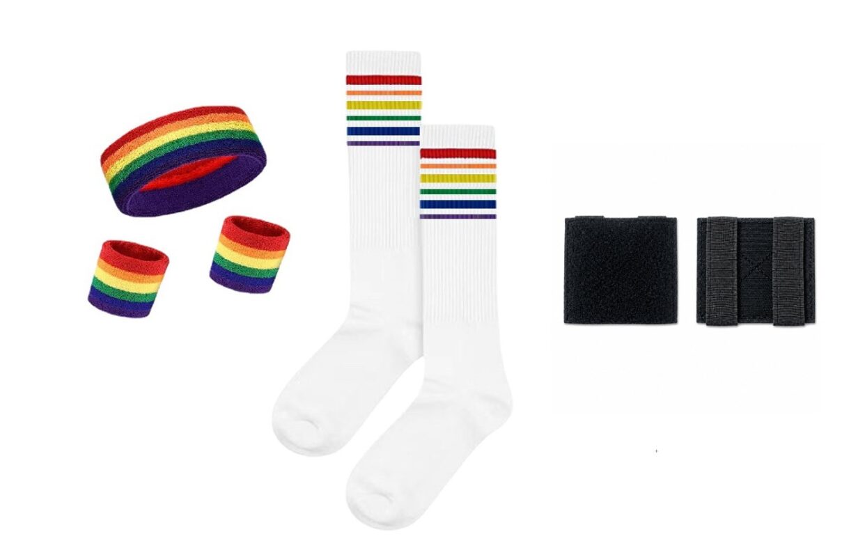 Gift set for functional fitness racers: headband, wristbands, tube socks and velcro patch panel