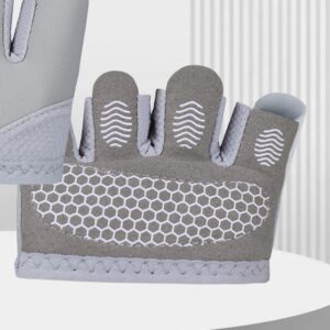 Half-finger grip gloves, grey, palm side with silicone grip