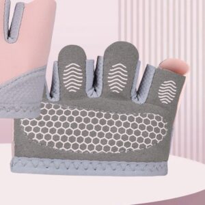 Half-finger grip gloves, pink, palm side with silicone grip