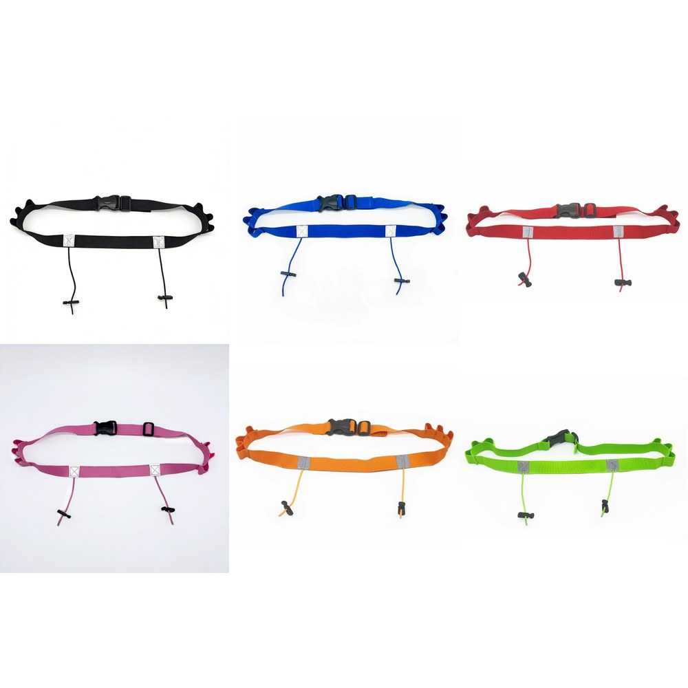 Adjustable race number belt with energy gel loops for running and functional fitness training