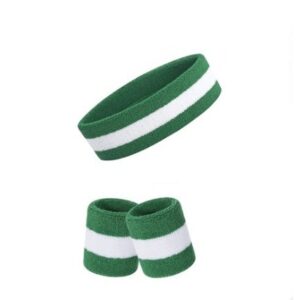 Sweat headband wristband set green white