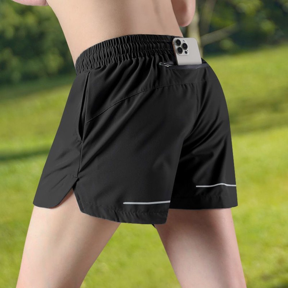 Men's 2-in-1 training shorts with liner and zip phone pocket for running and functional fitness