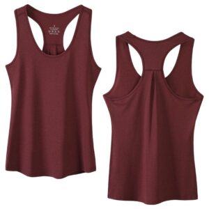 4 womens racerback tank burgundy front back