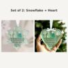 Sea glass style acrylic Christmas ornaments, snowflake and heart keepsake gift for a training partner