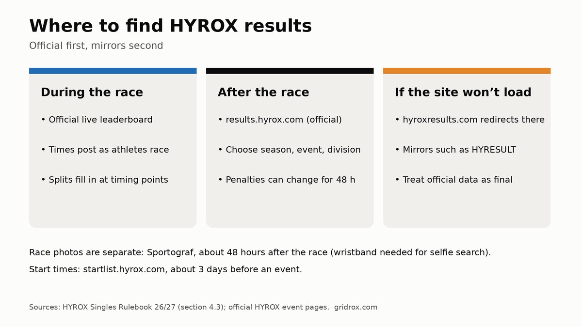 Where to find HYROX results: live leaderboard, results.hyrox.com and mirrors
