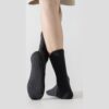 Men's non-slip grip crew socks in black with silicone grip sole for functional fitness training
