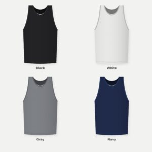 Men's quick-dry training tank top in black, white, gray and navy for functional fitness