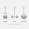 Metal fitness keychains in kettlebell, barbell and weight plate styles